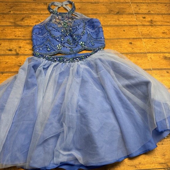 Alyce Paris Two Piece Homecoming Dress Set Blue Size 6 Beautiful Beaded Formal - Picture 1 of 10